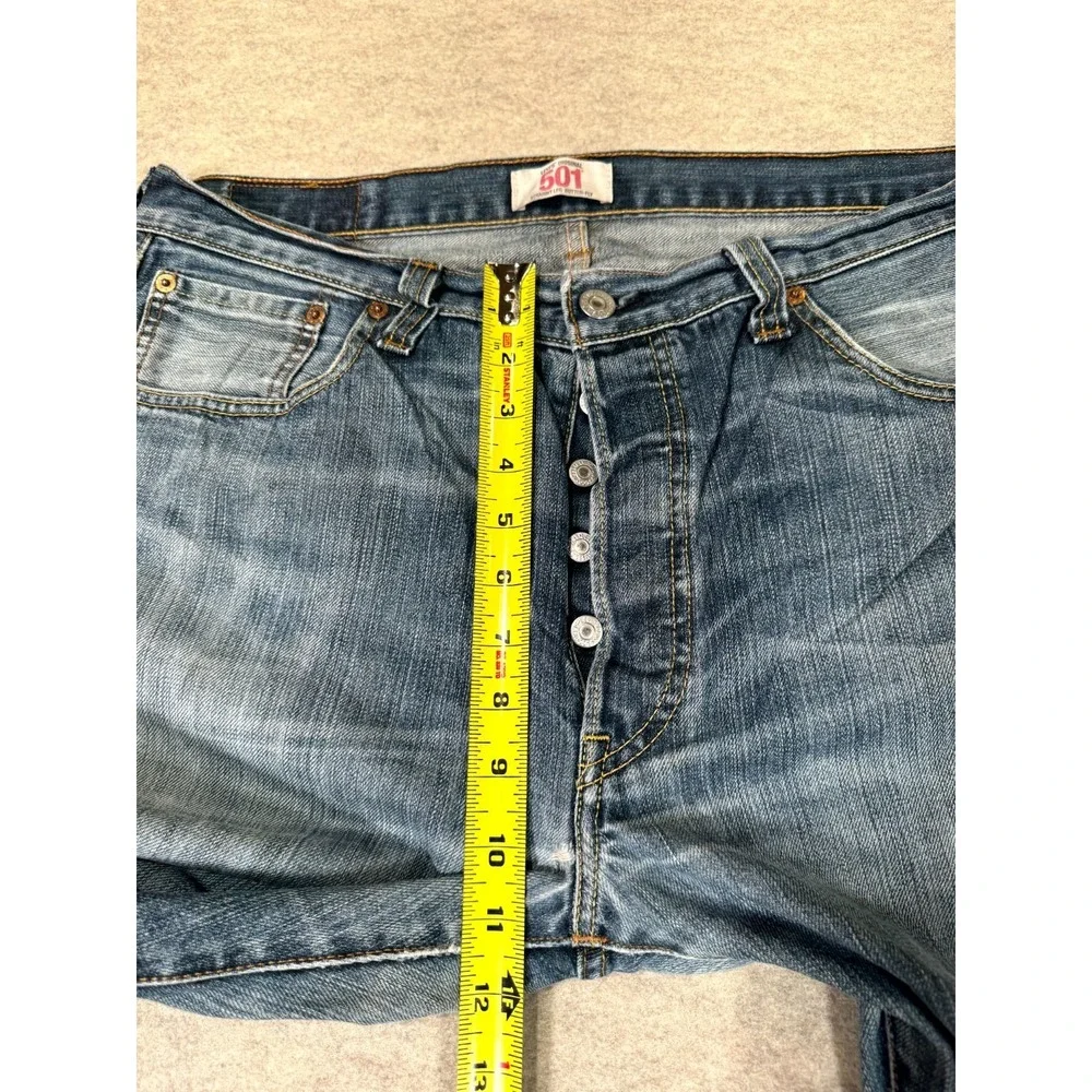 Levis 501 Straight Fit Jeans Men 36x36 Blue Denim Cotton Button Fly Mid Rise